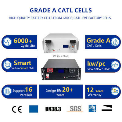 200ah Batteries au lithium BMS pour système d'énergie solaire 51.2V Cellules prismatiques rechargeables