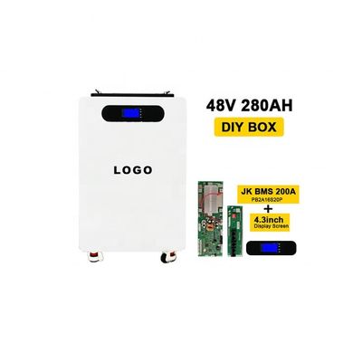 Batterie verticale de 280Ah boîte de batterie DIY avec roues et boîtier en métal blanc