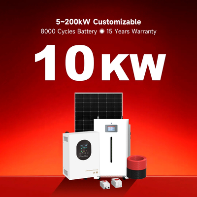 Ensemble complet de stockage domestique avec batterie 10 kWh 30 kWh, système hybride hors réseau pour maison, panneaux solaires montés sur toit