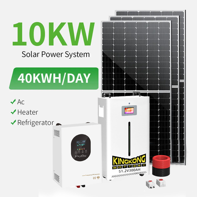 Ensemble complet de stockage domestique avec batterie 10 kWh 30 kWh, système hybride hors réseau pour maison, panneaux solaires montés sur toit