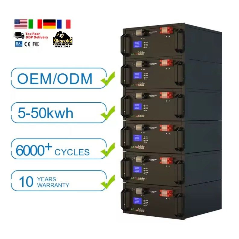 Durée de vie 6000 fois 51.2V 300ah 100Ah Lifepo4 Piles au lithium pour l'énergie solaire
