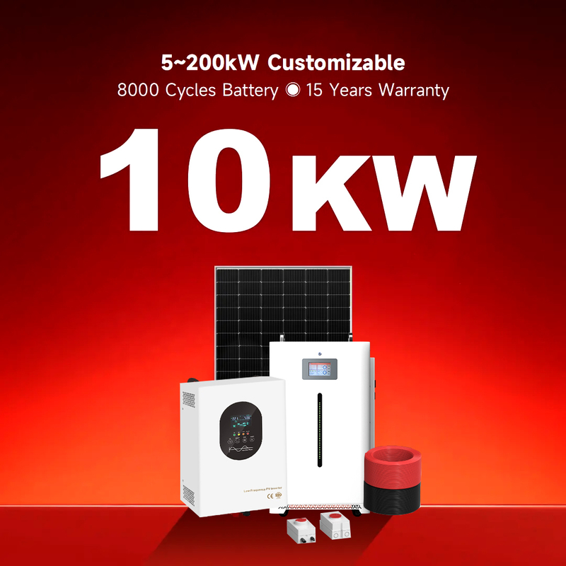 Ensemble complet de stockage domestique avec batterie 10 kWh 30 kWh, système hybride hors réseau pour maison, panneaux solaires montés sur toit
