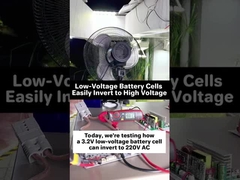 3.2V→220V test: l'onduleur MPPT gère le courant de démarrage élevé du ventilateur.